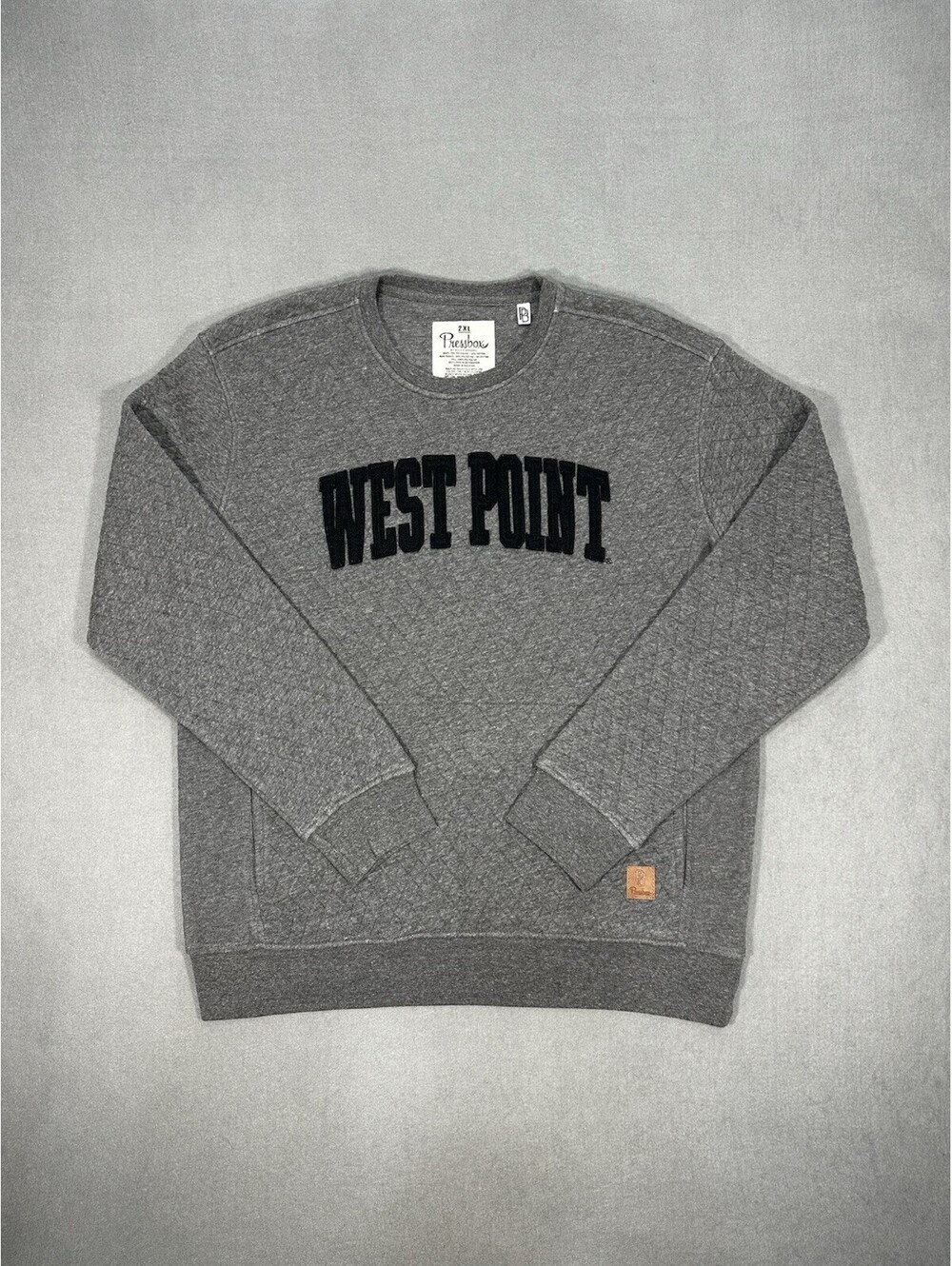 Pressbox West Point Crewneck Sweatshirt Men’s 2XL Gray Quilted Army
